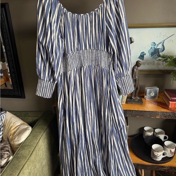 Striped Blue and White Women's Anthropologie Dress - Picture 2 of 3